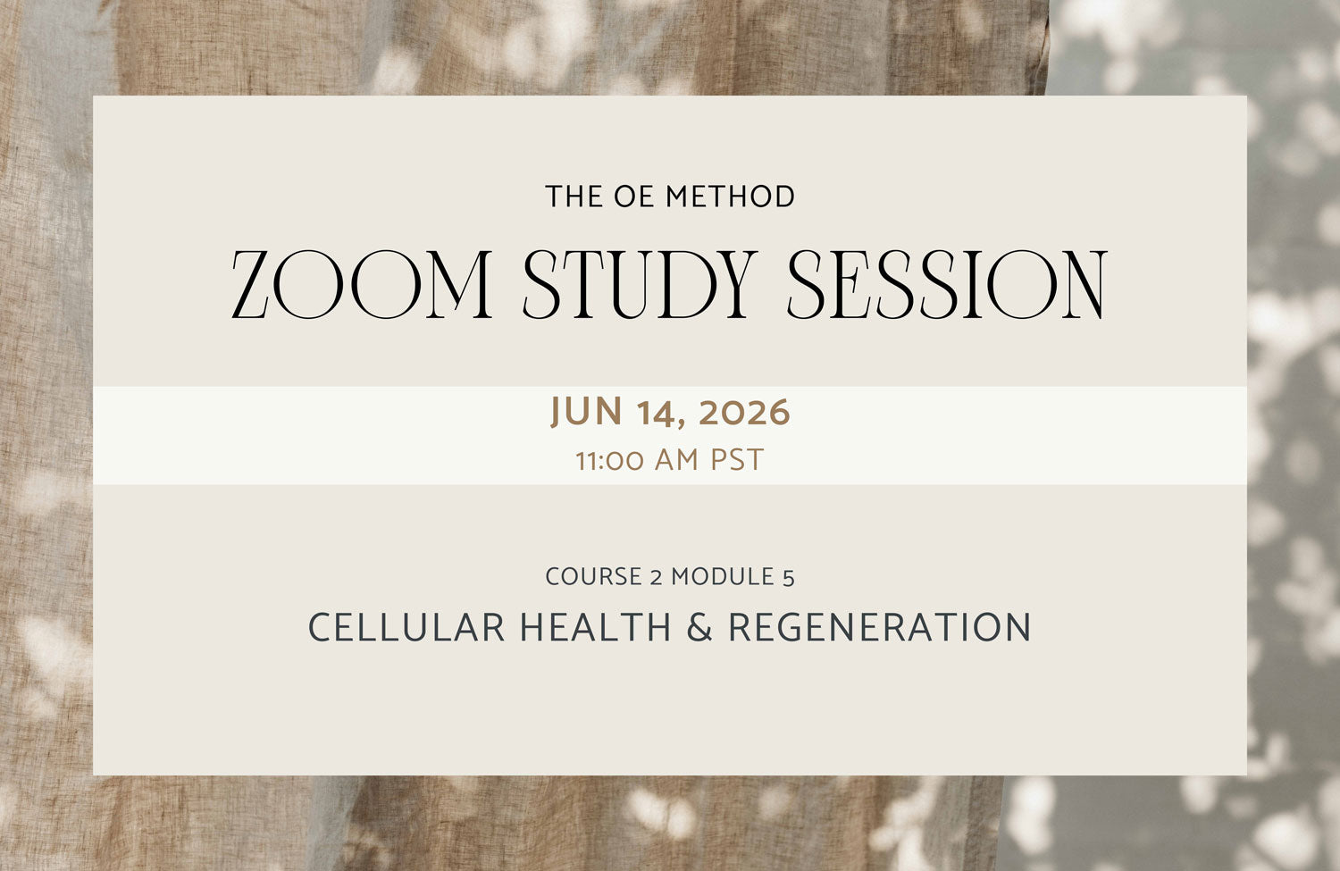 Zoom Study Session: Cellular Health and Regeneration
