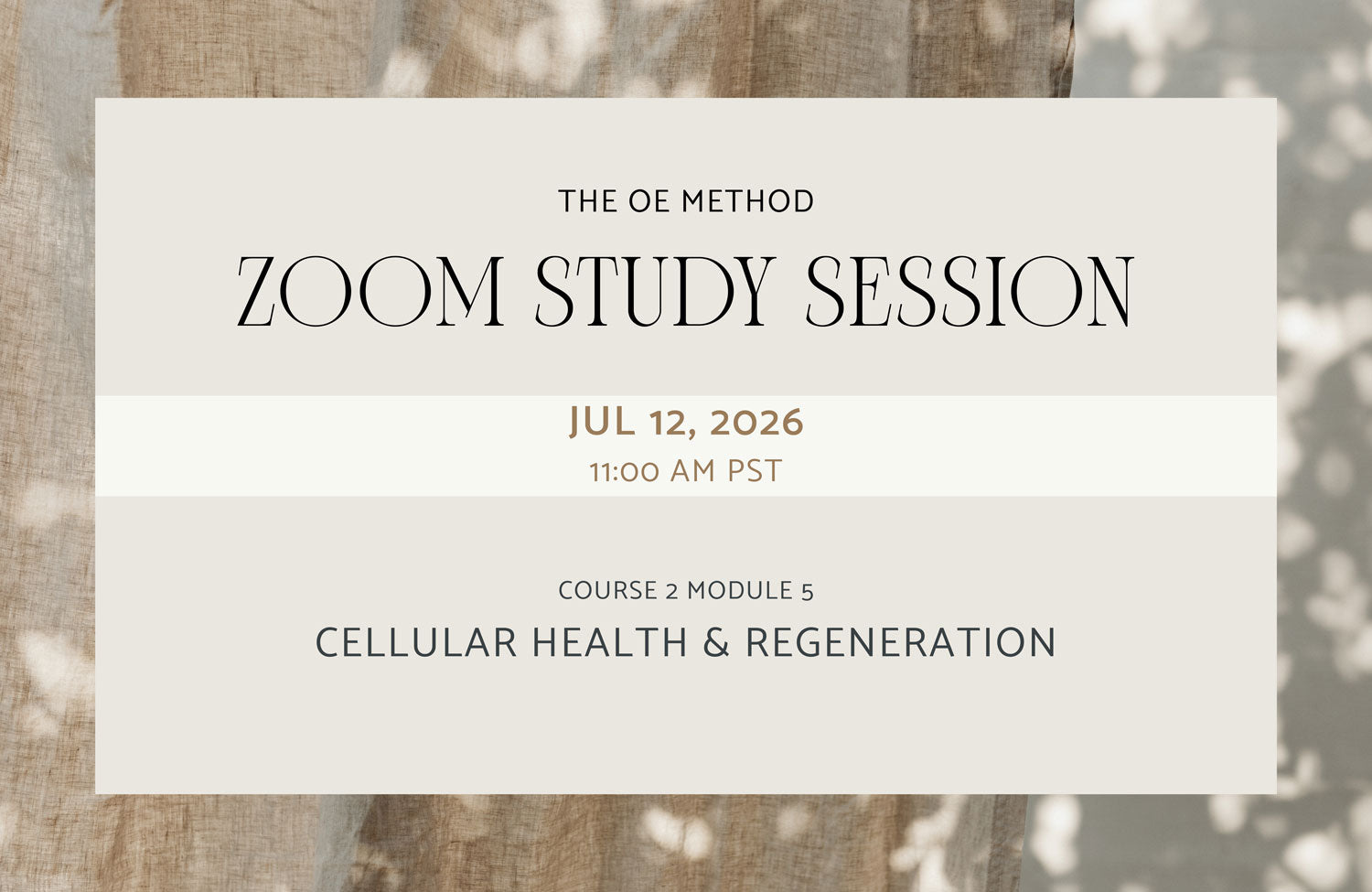 Zoom Study Session: Cellular Health and Regeneration